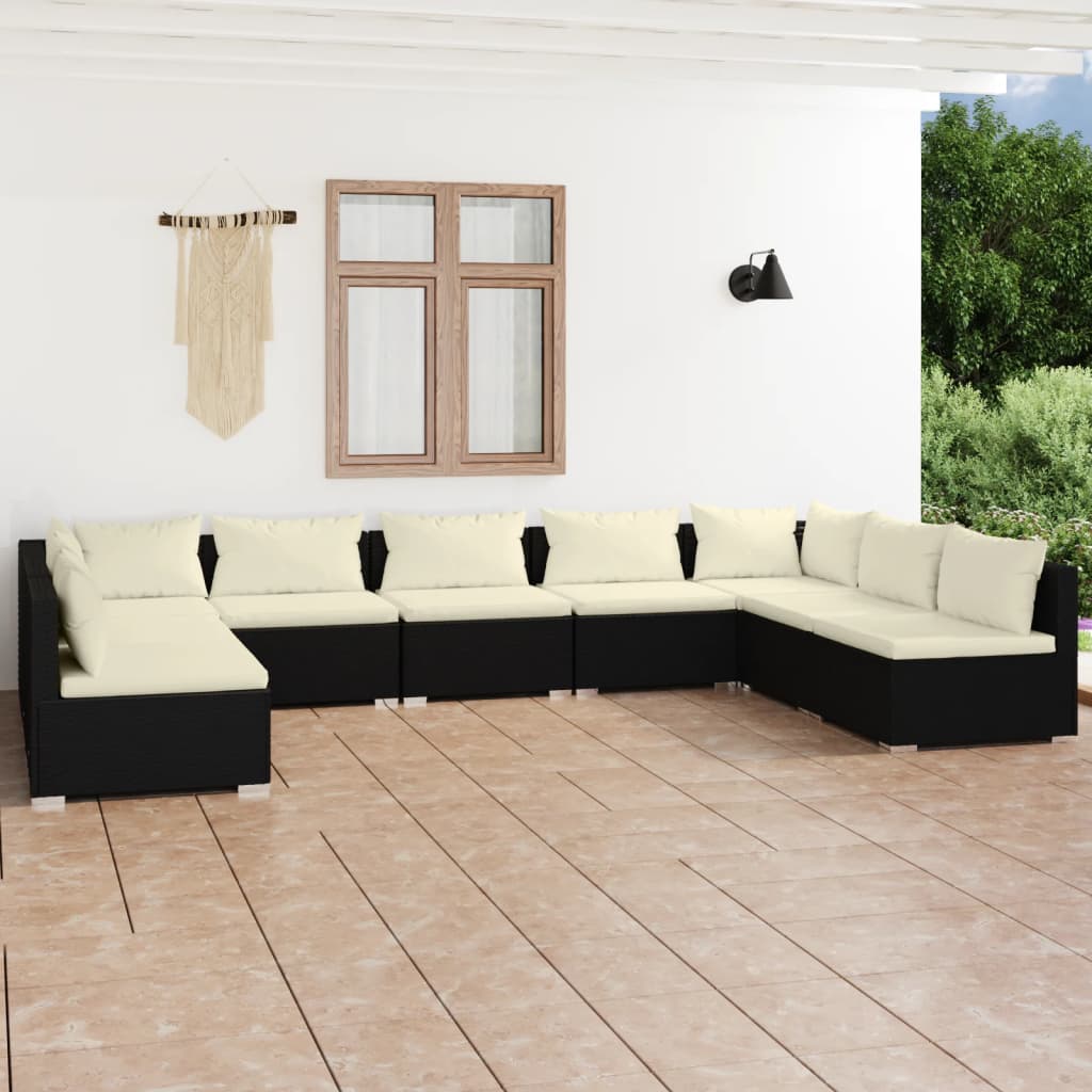 8720286986073_m_en_hd_1 vidaXL 9 Piece Garden Lounge Set with Cushions Poly Rattan Black - Image 1