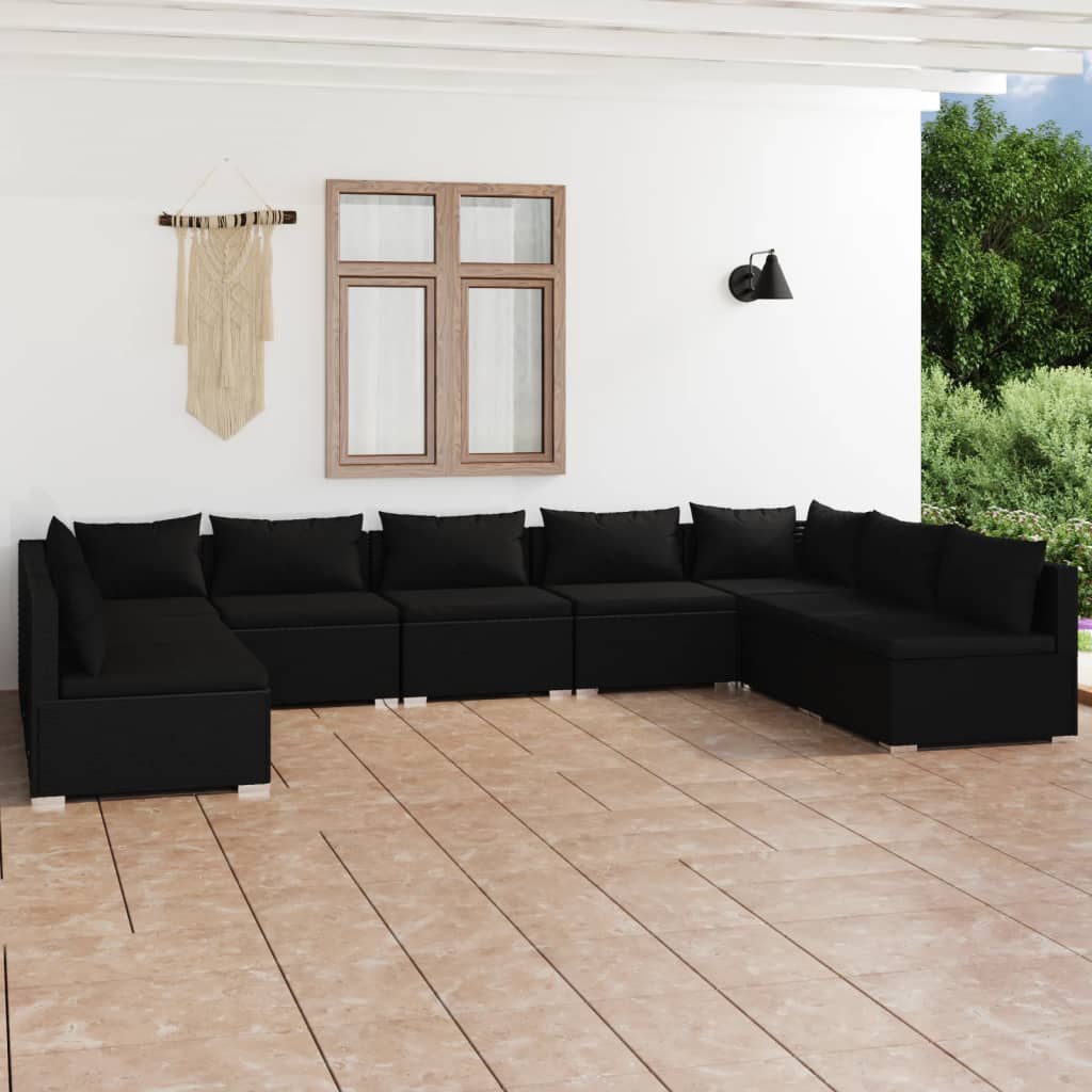 8720286986080_m_en_hd_1 vidaXL 9 Piece Garden Lounge Set with Cushions Poly Rattan Black - Image 1
