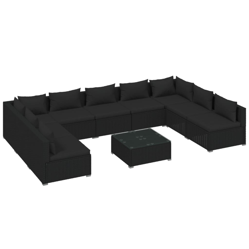 8720286986165_a_en_hd_1 vidaXL 10 Piece Garden Lounge Set with Cushions Poly Rattan Black - Image 2