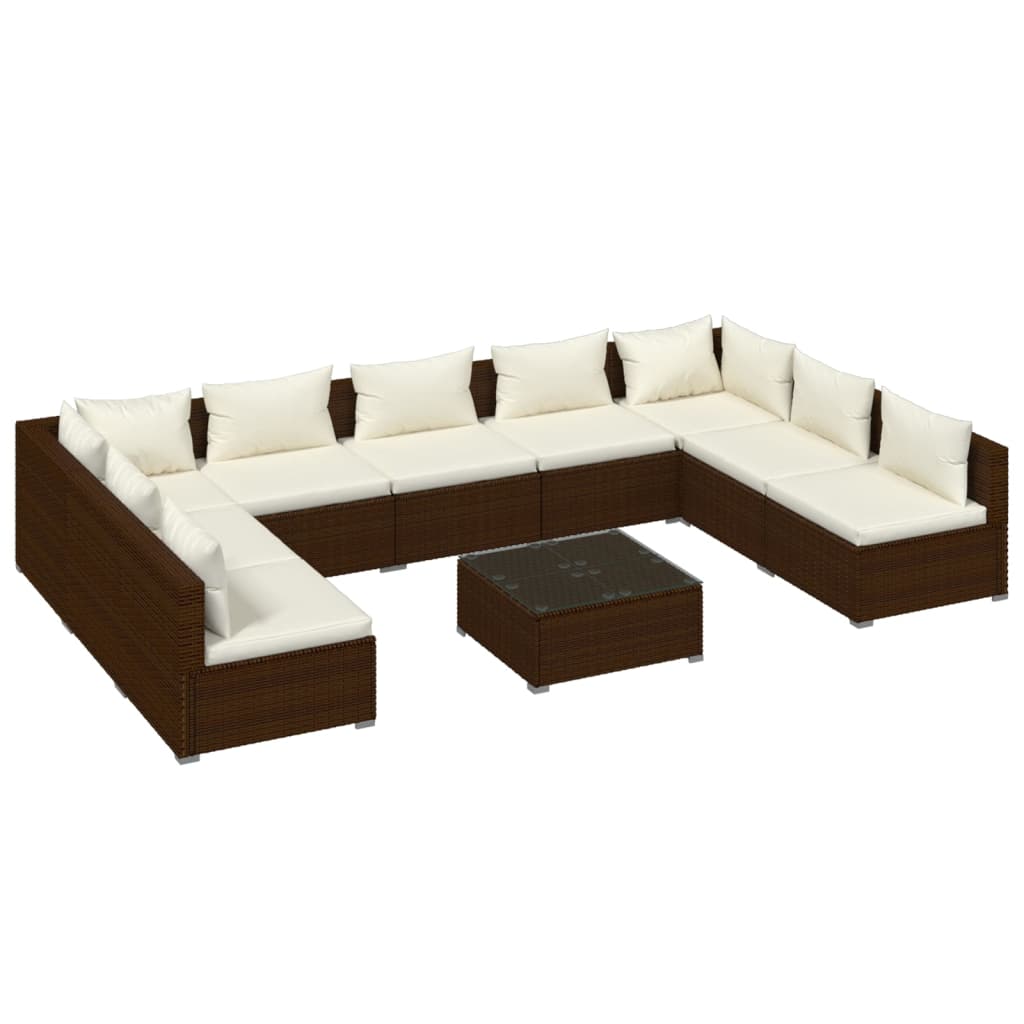8720286986189_a_en_hd_1 vidaXL 10 Piece Garden Lounge Set with Cushions Poly Rattan Brown - Image 2