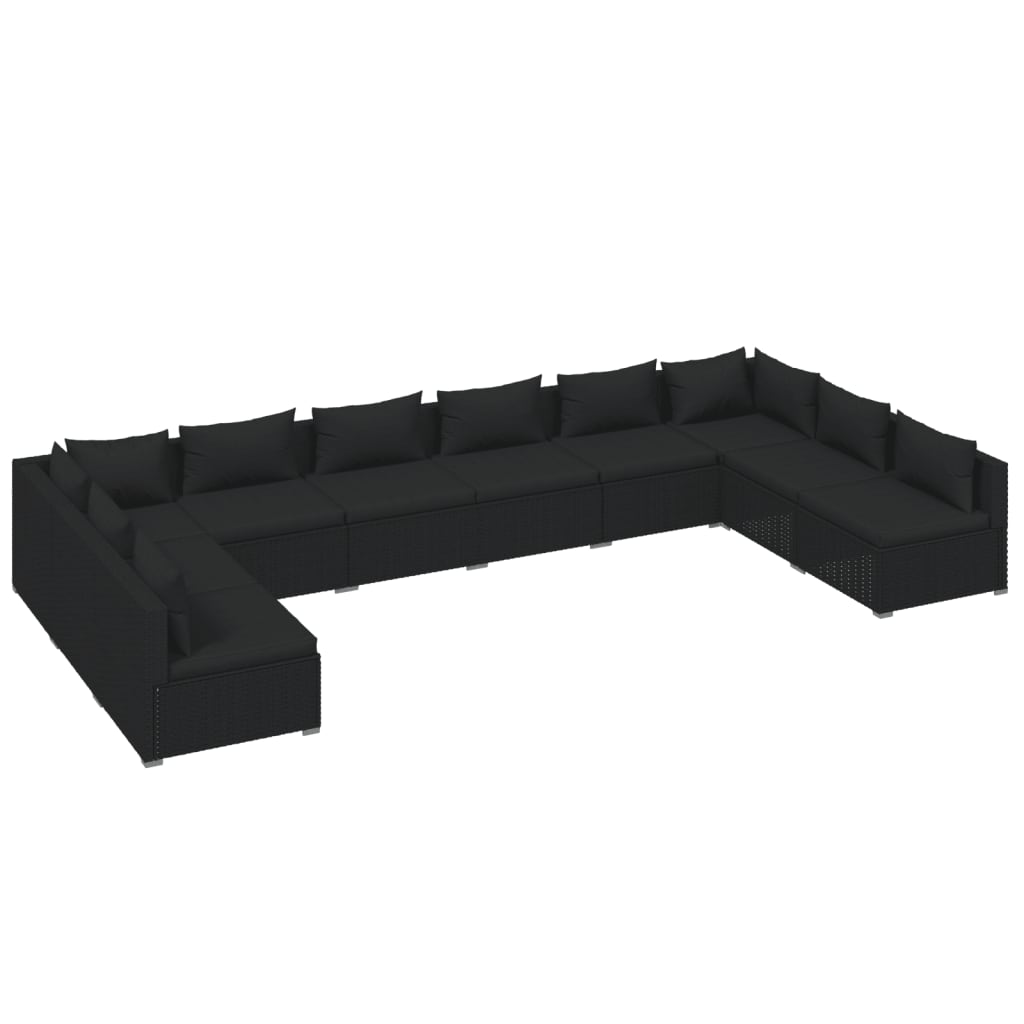 8720286986240_a_en_hd_1 vidaXL 10 Piece Garden Lounge Set with Cushions Poly Rattan Black - Image 2