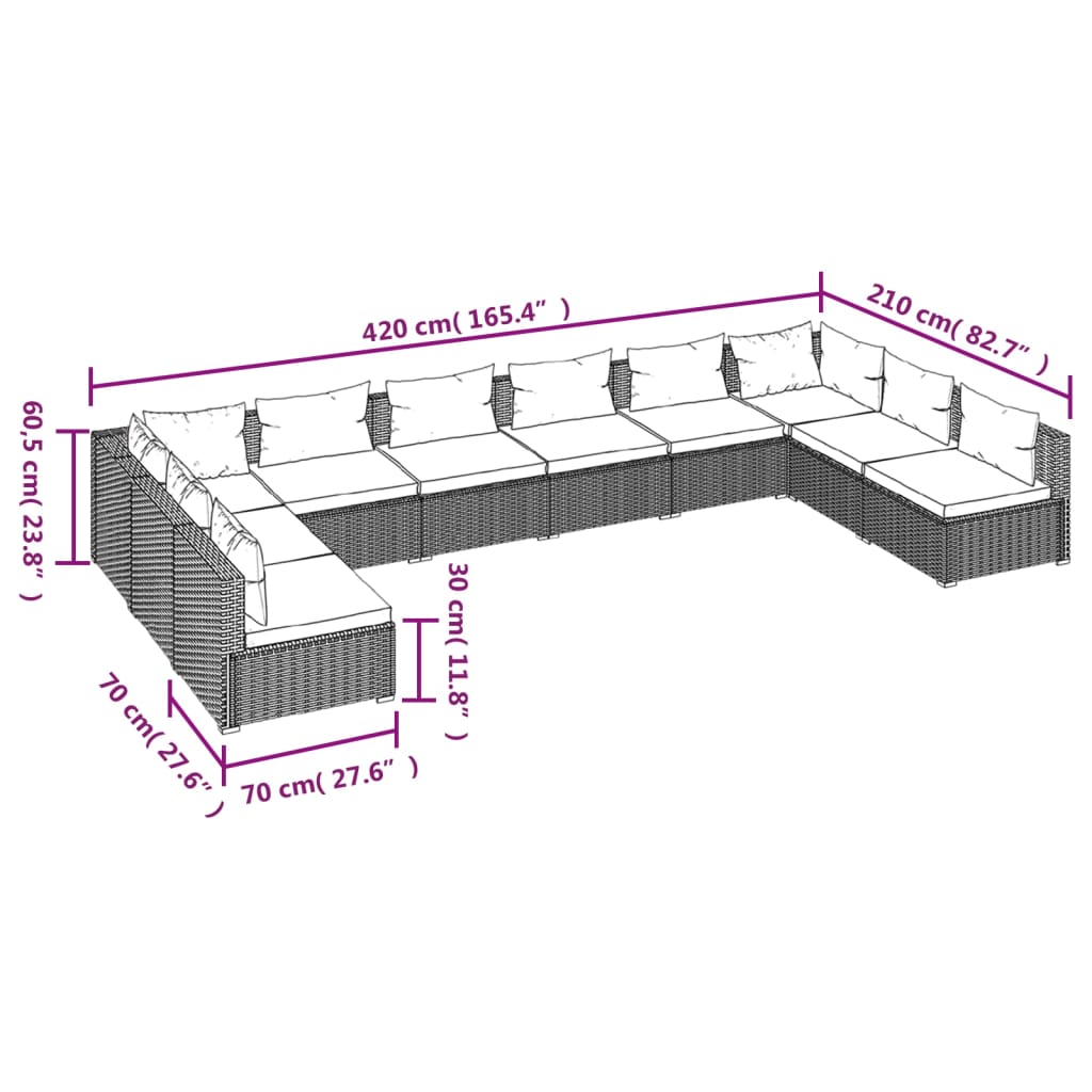 8720286986264_g_en_hd_5 vidaXL 10 Piece Garden Lounge Set with Cushions Poly Rattan Brown - Image 7