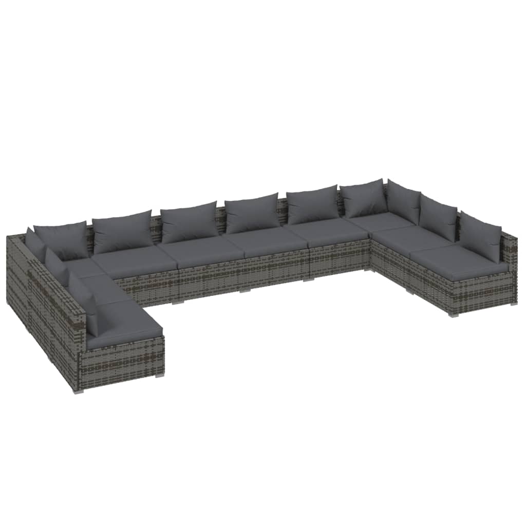 8720286986295_a_en_hd_1 vidaXL 10 Piece Garden Lounge Set with Cushions Poly Rattan Grey - Image 2