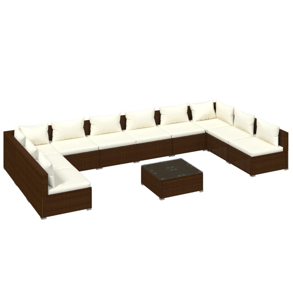 8720286986349_a_en_hd_1 vidaXL 11 Piece Garden Lounge Set with Cushions Poly Rattan Brown - Image 2