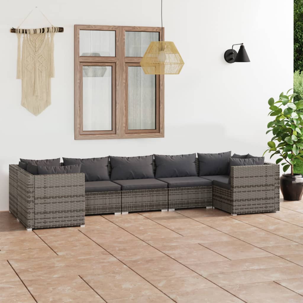 8720286986615_m_en_hd_1 vidaXL 7 Piece Garden Lounge Set with Cushions Poly Rattan Grey - Image 1