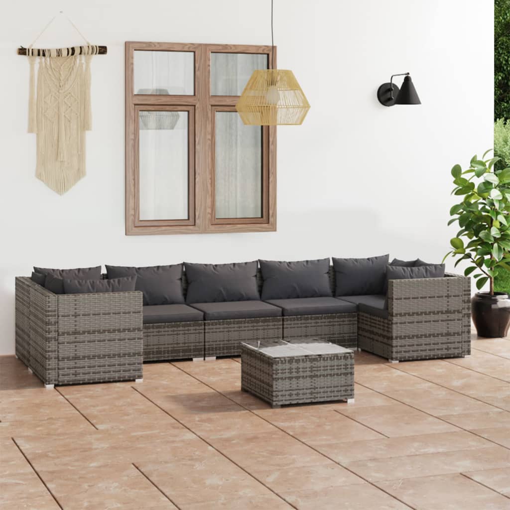 8720286986691_m_en_hd_1 vidaXL 8 Piece Garden Lounge Set with Cushions Poly Rattan Grey - Image 1