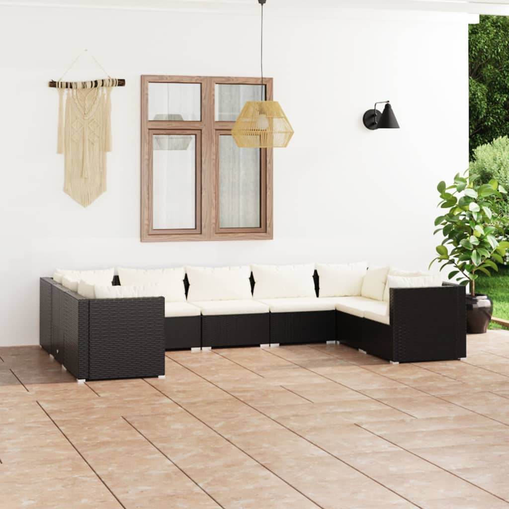 8720286986714_m_en_hd_1 vidaXL 9 Piece Garden Lounge Set with Cushions Poly Rattan Black - Image 1