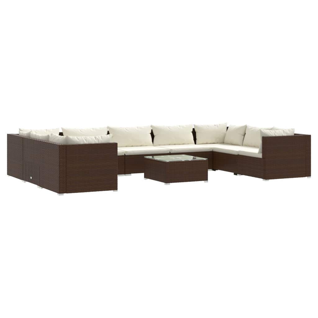 8720286986820_a_en_hd_1 vidaXL 10 Piece Garden Lounge Set with Cushions Poly Rattan Brown - Image 2