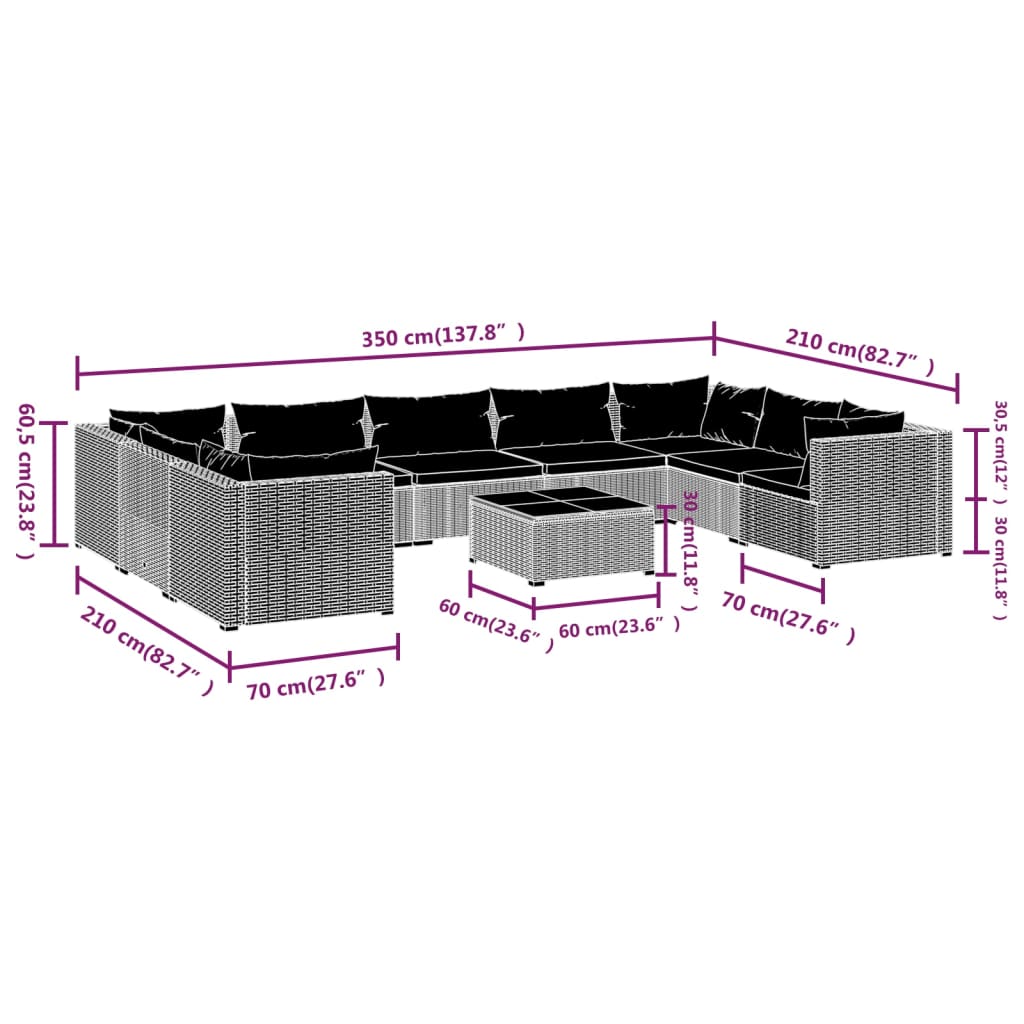 8720286986837_g_en_hd_7 vidaXL 10 Piece Garden Lounge Set with Cushions Poly Rattan Brown - Image 9
