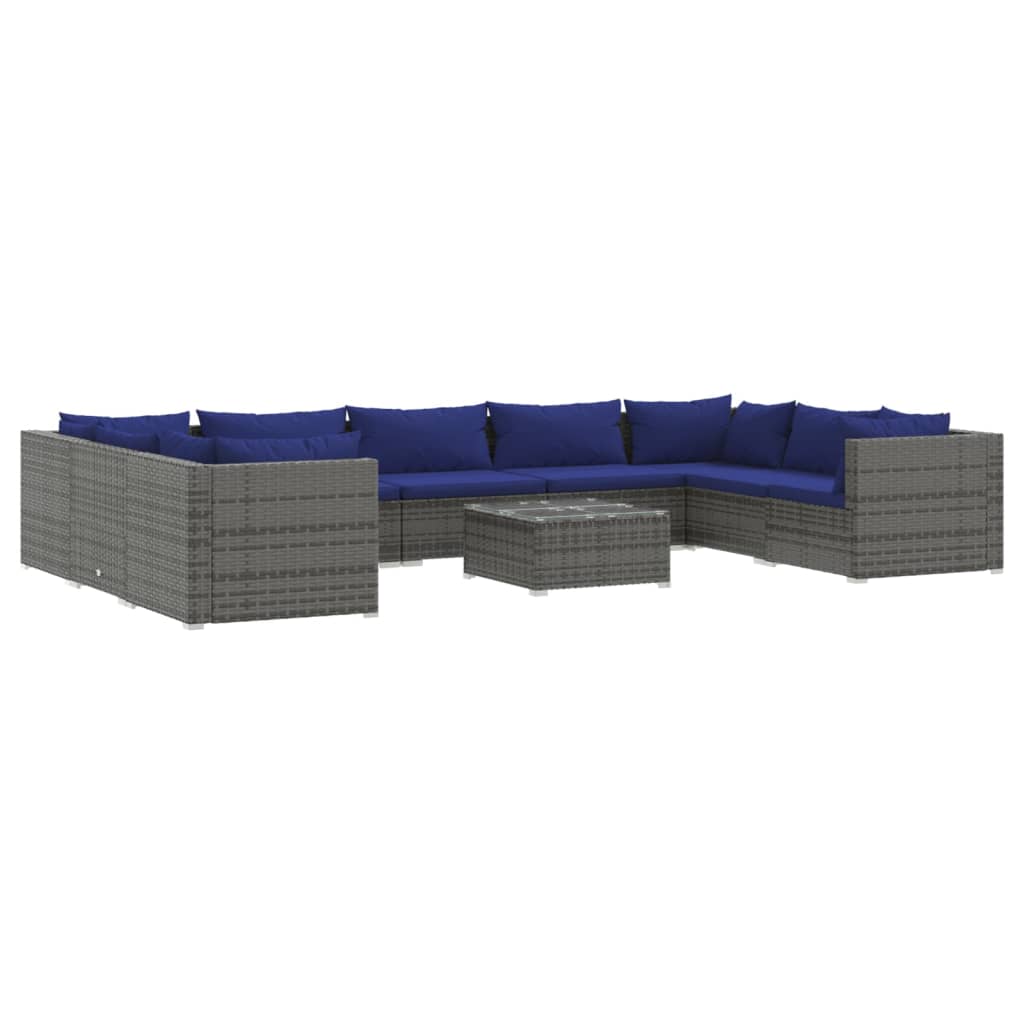 8720286986868_a_en_hd_1 vidaXL 10 Piece Garden Lounge Set with Cushions Poly Rattan Grey - Image 2