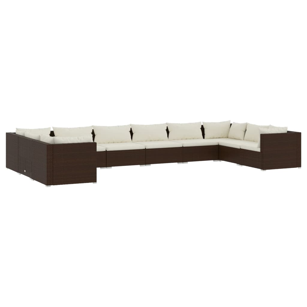8720286986905_a_en_hd_1 vidaXL 10 Piece Garden Lounge Set with Cushions Poly Rattan Brown - Image 2