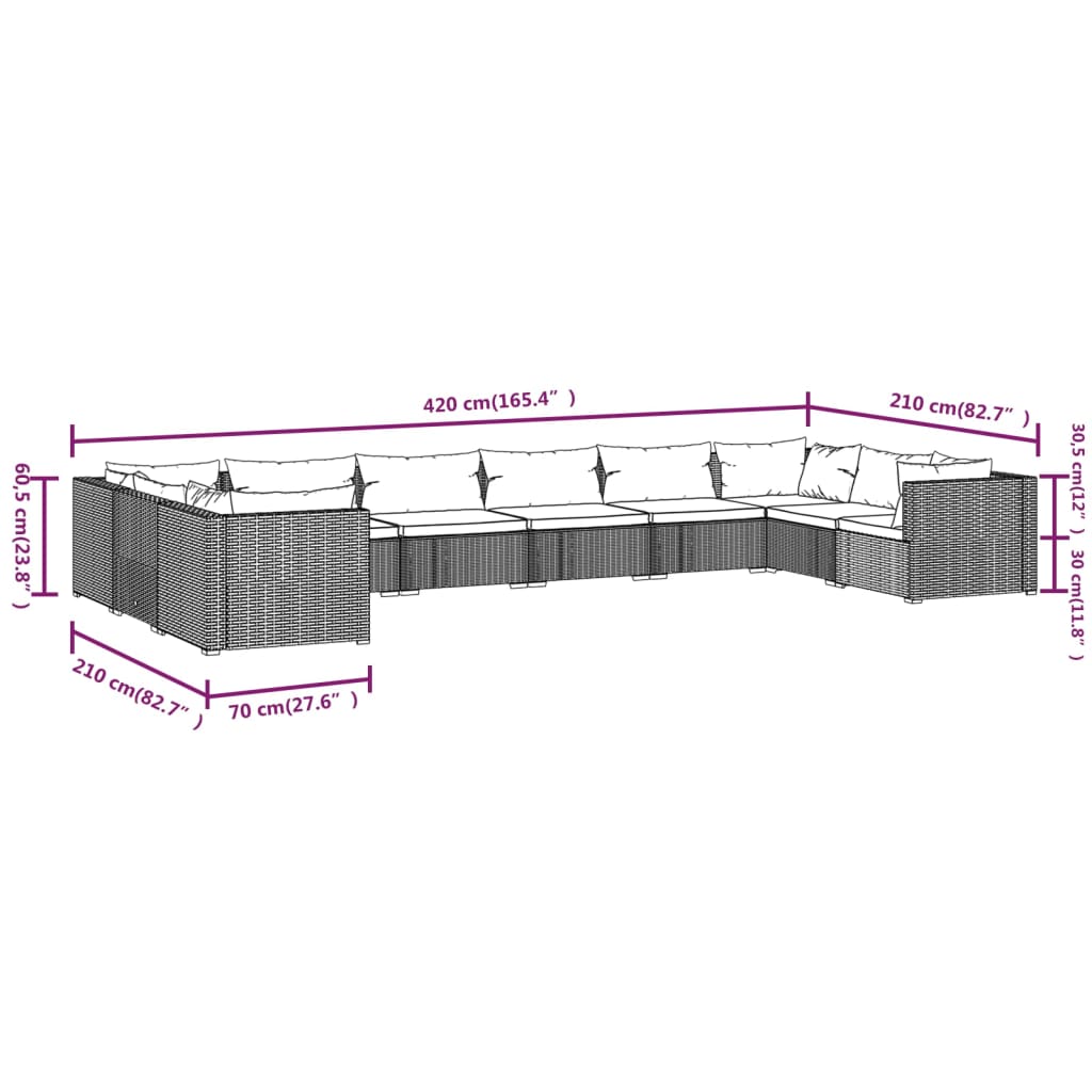 8720286986905_g_en_hd_5 vidaXL 10 Piece Garden Lounge Set with Cushions Poly Rattan Brown - Image 7