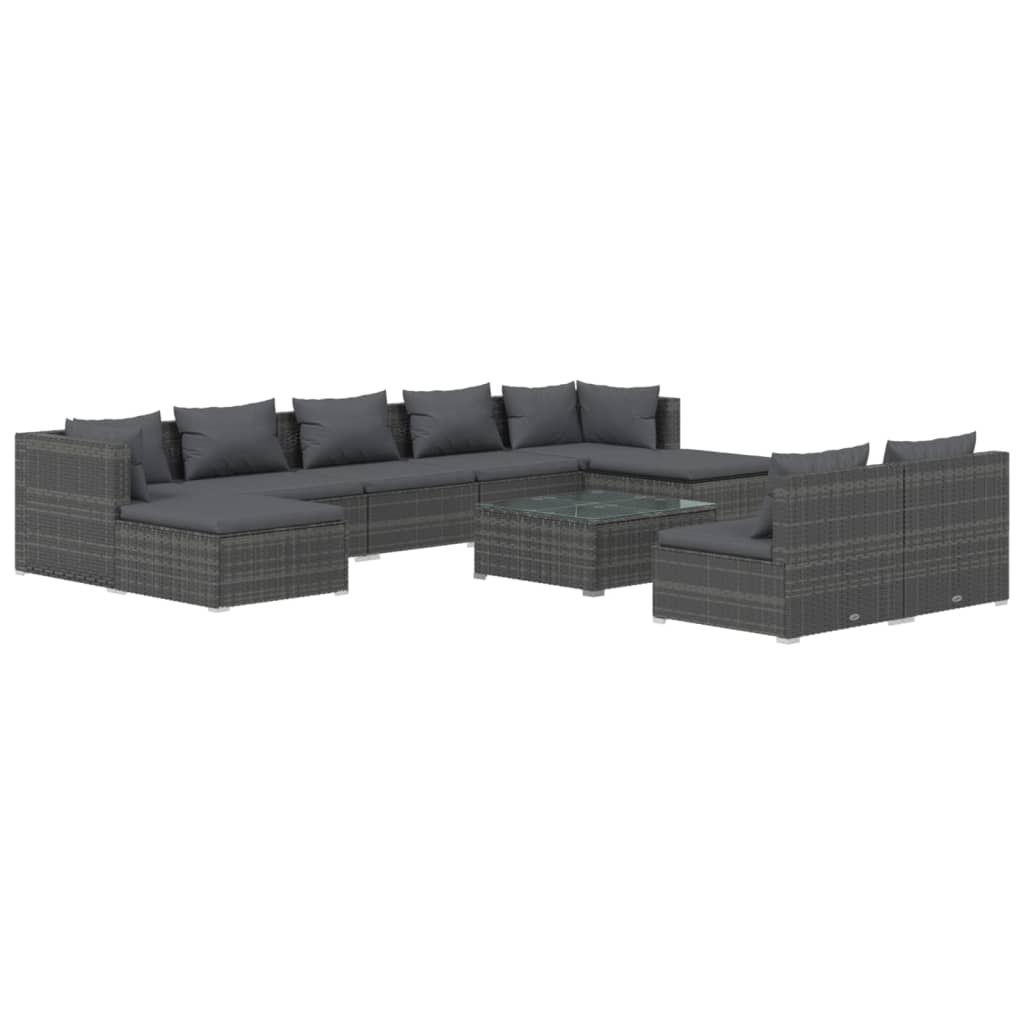 8720286987179_a_en_hd_1 vidaXL 10 Piece Garden Lounge Set with Cushions Grey Poly Rattan - Image 2