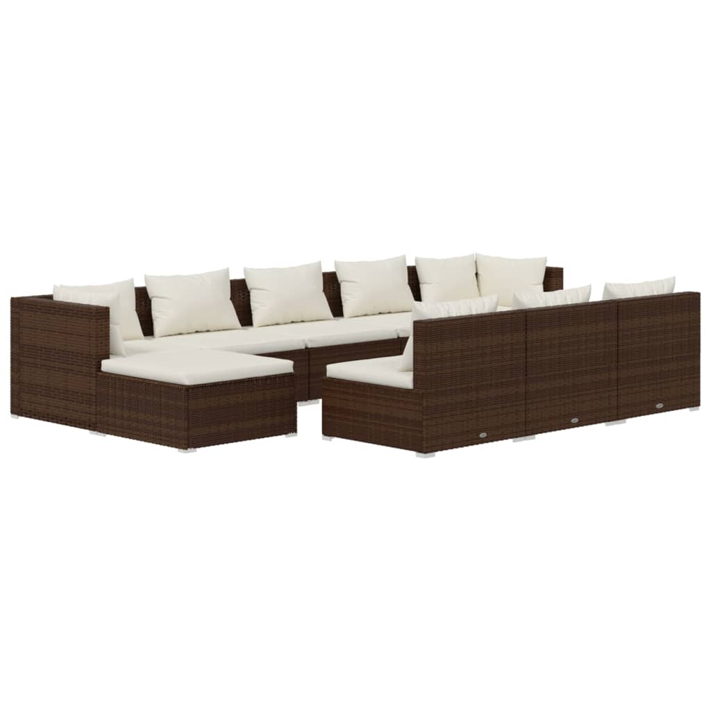 8720286987223_a_en_hd_1 vidaXL 10 Piece Garden Lounge Set with Cushions Brown Poly Rattan - Image 2