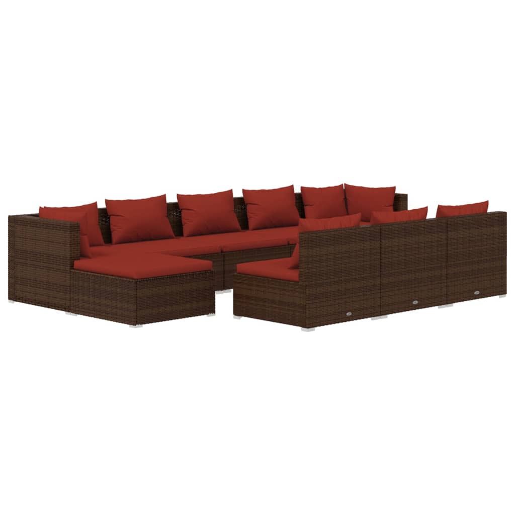8720286987230_a_en_hd_1 vidaXL 10 Piece Garden Lounge Set with Cushions Brown Poly Rattan - Image 2