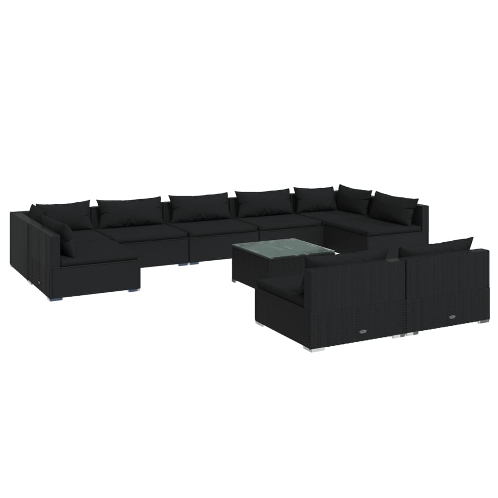 8720286987360_a_en_hd_1 vidaXL 10 Piece Garden Lounge Set with Cushions Black Poly Rattan - Image 2