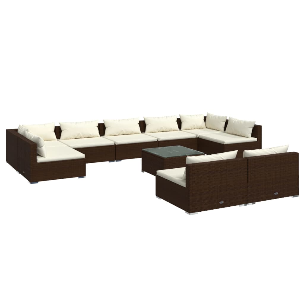 8720286987384_a_en_hd_1 vidaXL 10 Piece Garden Lounge Set with Cushions Brown Poly Rattan - Image 2