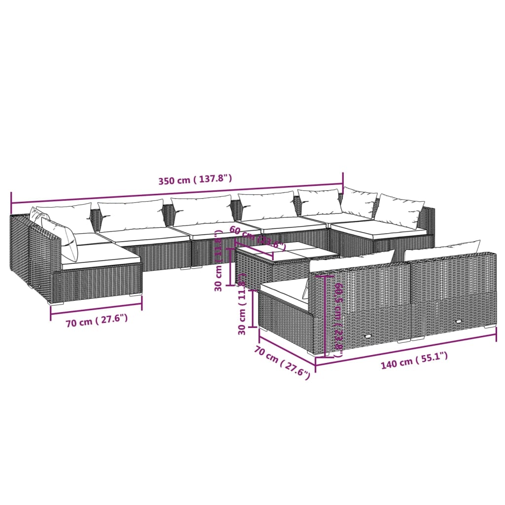 8720286987414_g_en_hd_7 vidaXL 10 Piece Garden Lounge Set with Cushions Grey Poly Rattan - Image 9