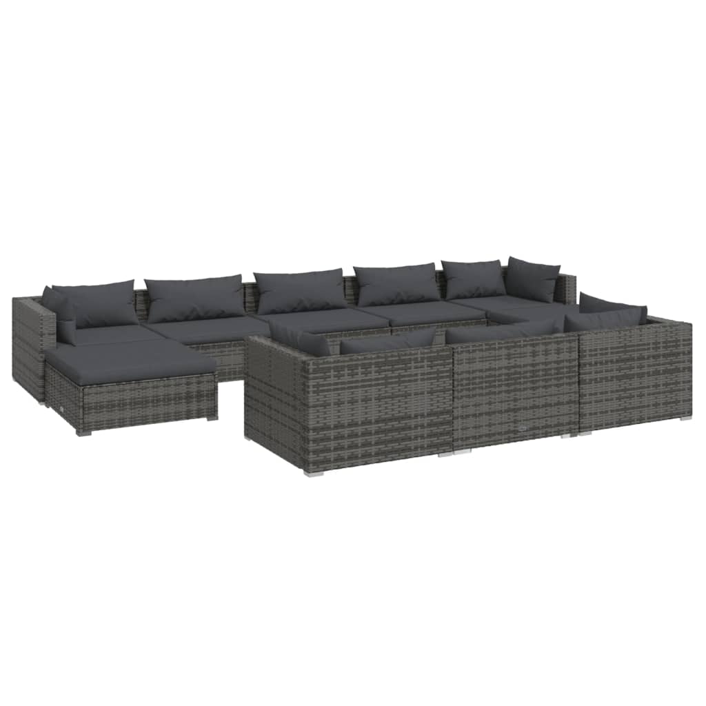 8720286987490_a_en_hd_1 vidaXL 10 Piece Garden Lounge Set with Cushions Grey Poly Rattan - Image 2