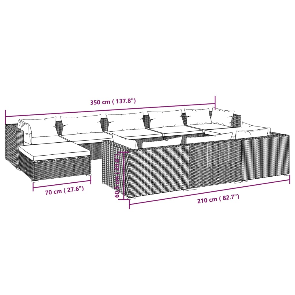 8720286987490_g_en_hd_7 vidaXL 10 Piece Garden Lounge Set with Cushions Grey Poly Rattan - Image 9