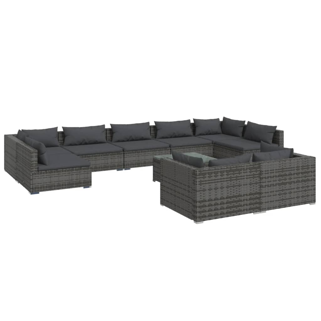 8720286987735_a_en_hd_1 vidaXL 10 Piece Garden Lounge Set with Cushions Grey Poly Rattan - Image 2