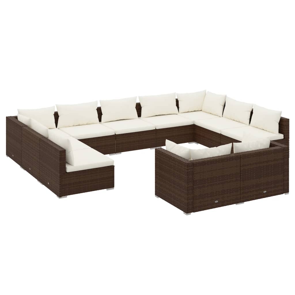 8720286987780_a_en_hd_1 vidaXL 11 Piece Garden Lounge Set with Cushions Brown Poly Rattan - Image 2