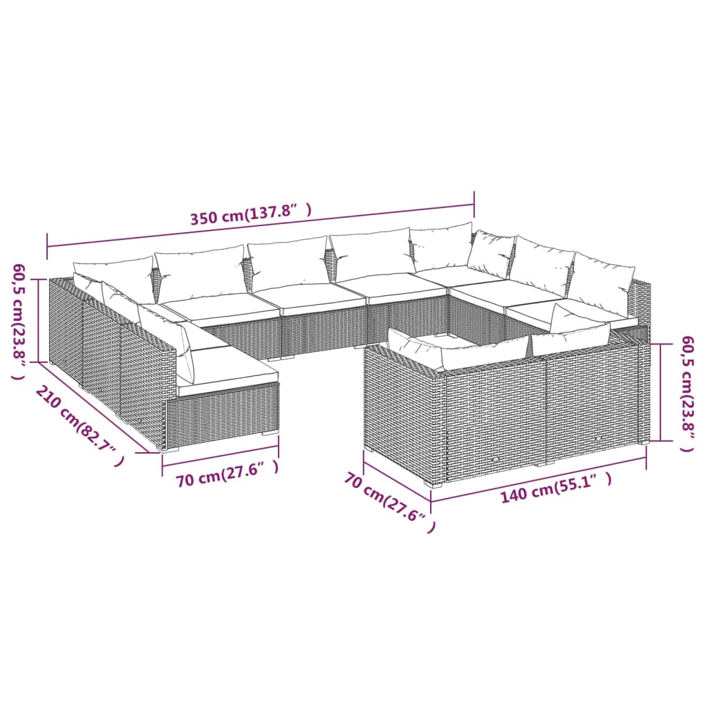 8720286987780_g_en_hd_5 vidaXL 11 Piece Garden Lounge Set with Cushions Brown Poly Rattan - Image 7
