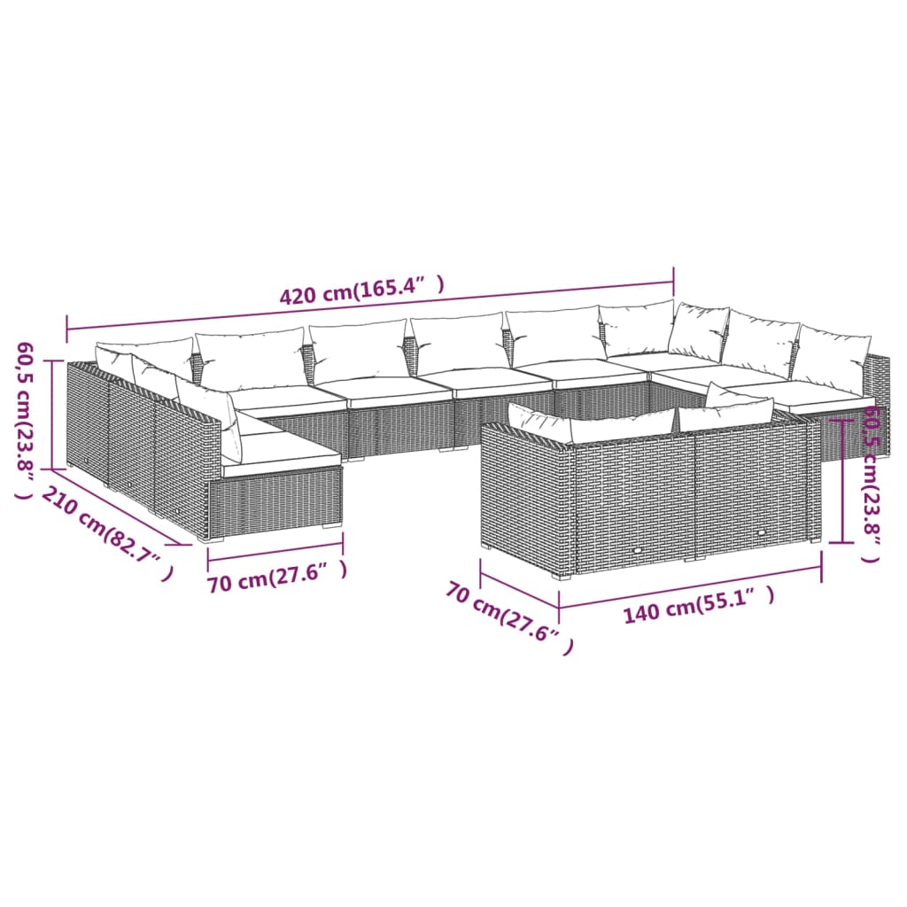 8720286987940_g_en_hd_5 vidaXL 12 Piece Garden Lounge Set with Cushions Brown Poly Rattan - Image 7