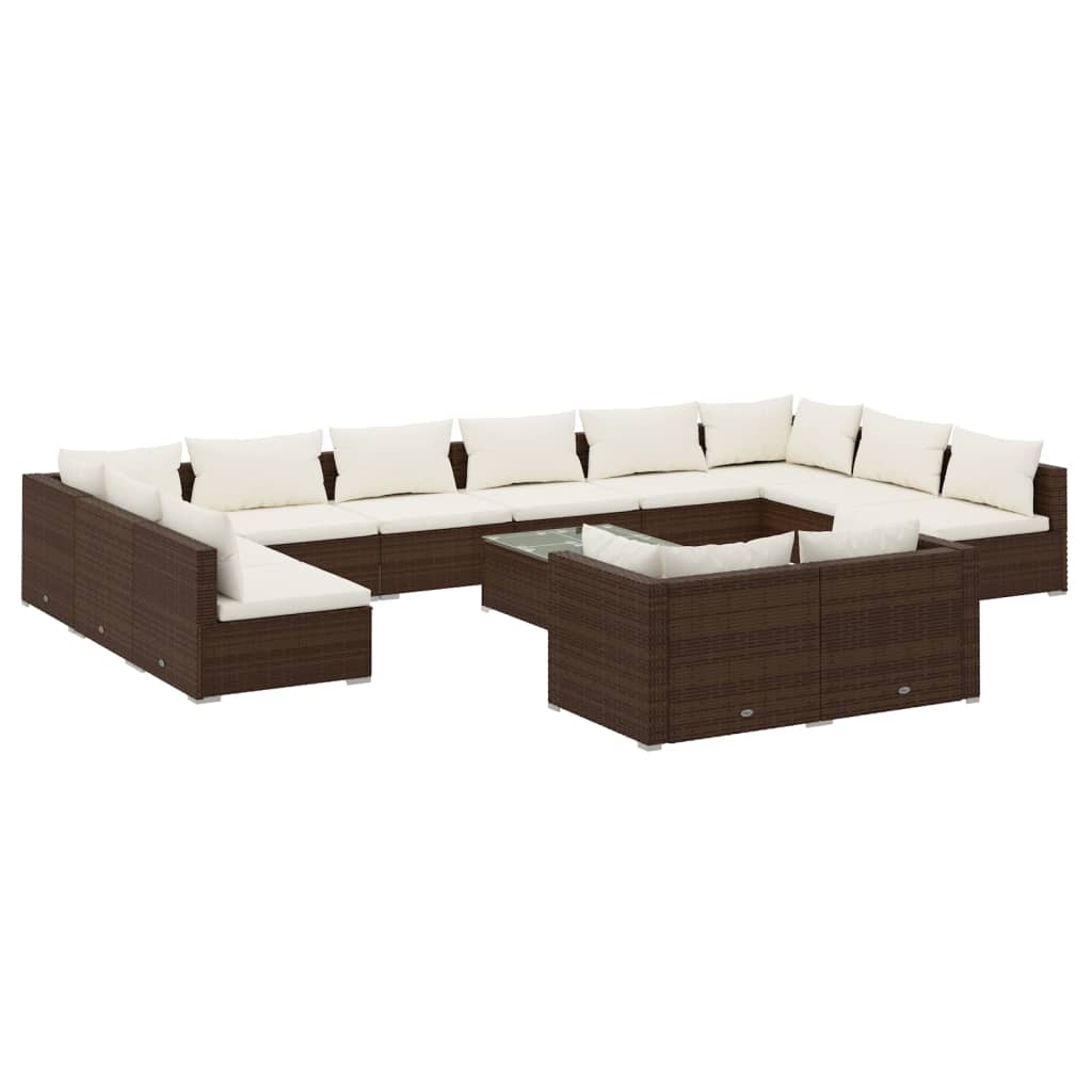 8720286988022_a_en_hd_1 vidaXL 13 Piece Garden Lounge Set with Cushions Brown Poly Rattan - Image 2