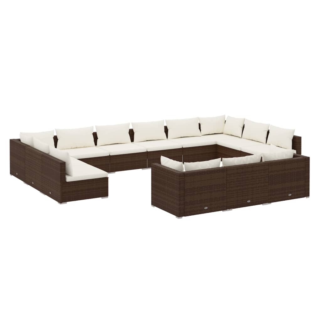 8720286988107_a_en_hd_1 vidaXL 13 Piece Garden Lounge Set with Cushions Brown Poly Rattan - Image 2