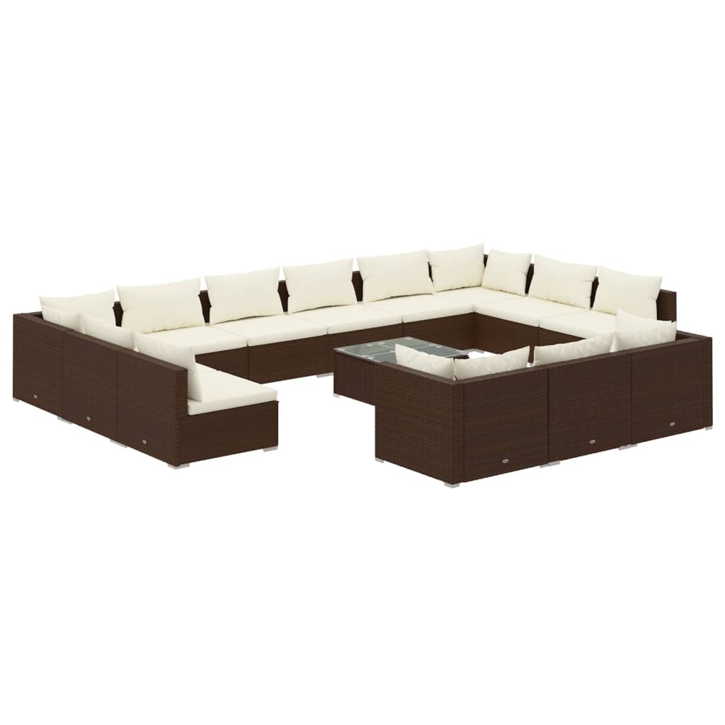 8720286988183_a_en_hd_1 vidaXL 14 Piece Garden Lounge Set with Cushions Brown Poly Rattan - Image 2