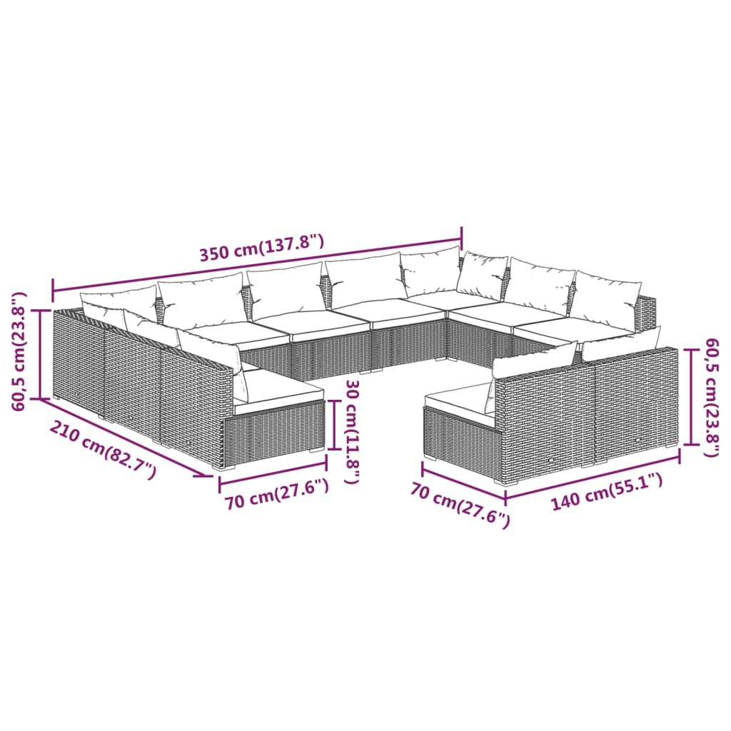 8720286988268_g_en_hd_5 vidaXL 11 Piece Garden Lounge Set with Cushions Brown Poly Rattan - Image 7