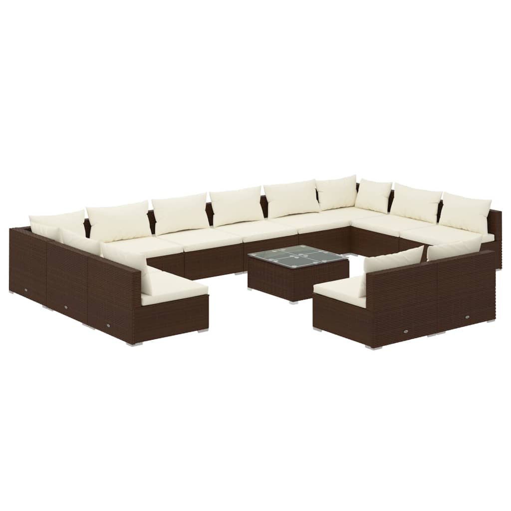 8720286988503_a_en_hd_1 vidaXL 13 Piece Garden Lounge Set with Cushions Brown Poly Rattan - Image 2