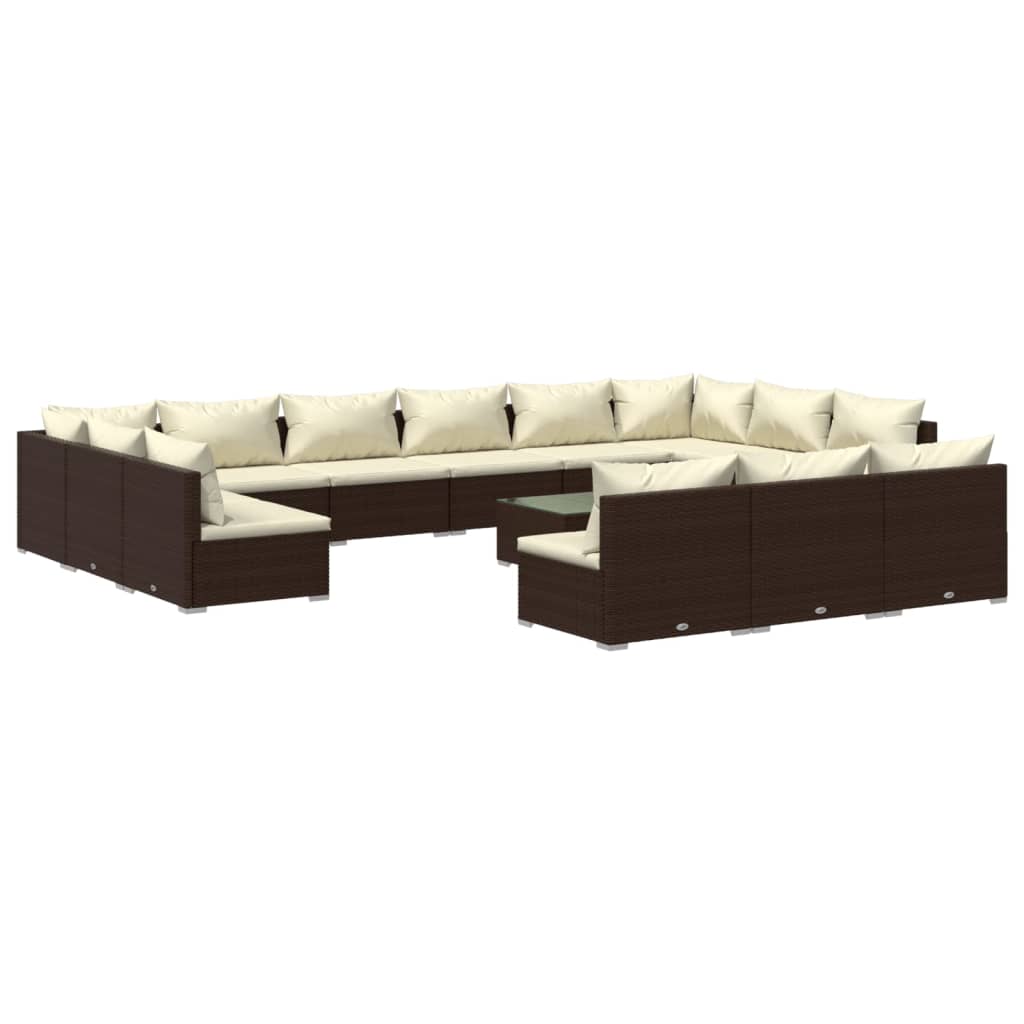 8720286988664_a_en_hd_1 vidaXL 14 Piece Garden Lounge Set with Cushions Brown Poly Rattan - Image 2