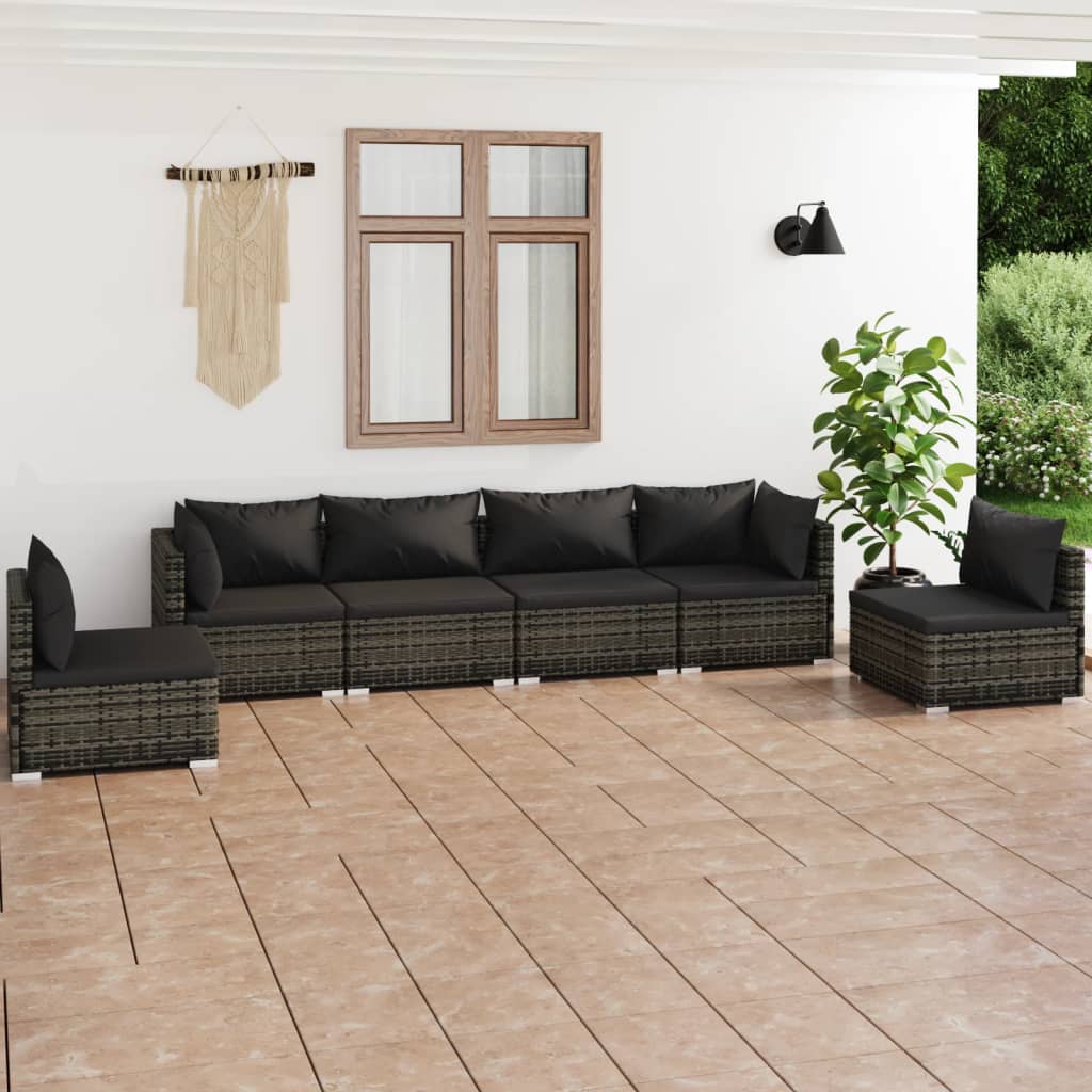 8720286989098_m_en_hd_1 vidaXL 6 Piece Garden Lounge Set with Cushions Poly Rattan Grey - Image 1