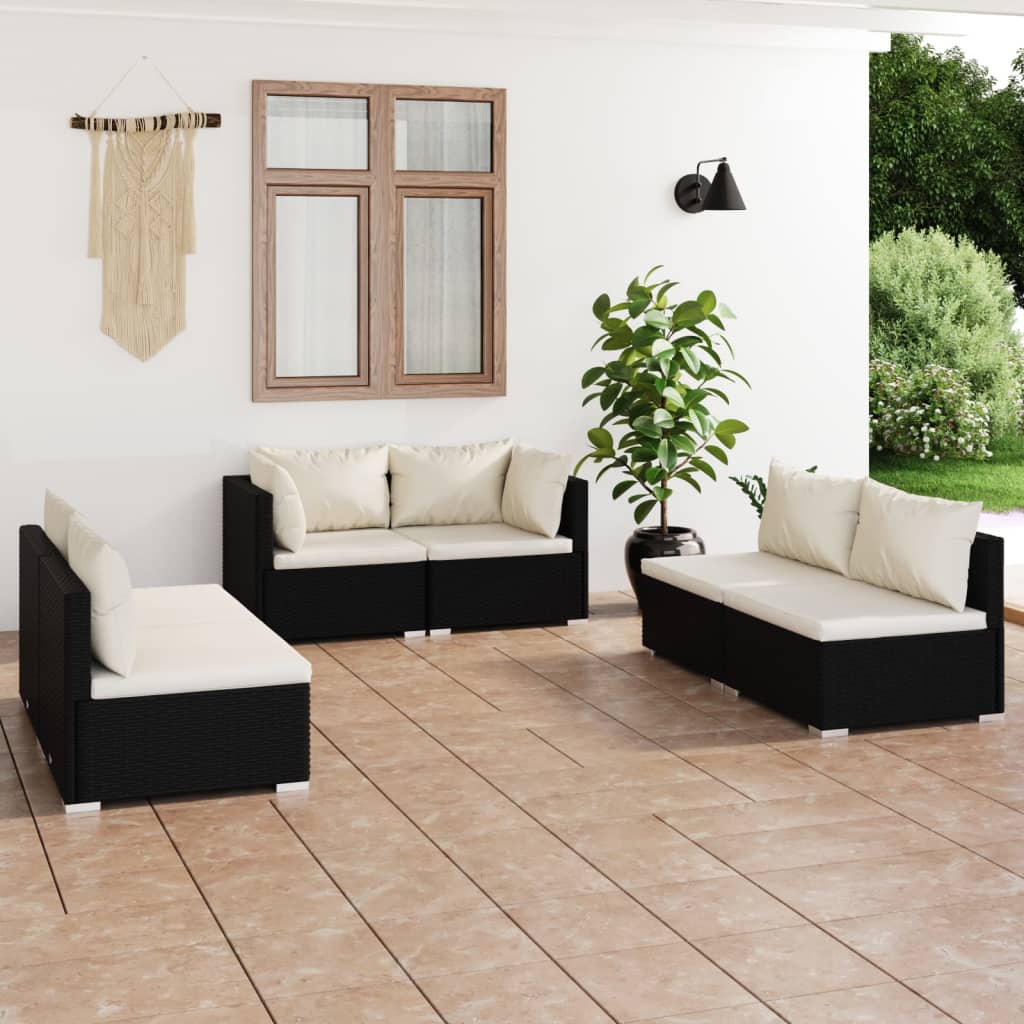 8720286989111_m_en_hd_1 vidaXL 6 Piece Garden Lounge Set with Cushions Poly Rattan Black - Image 1