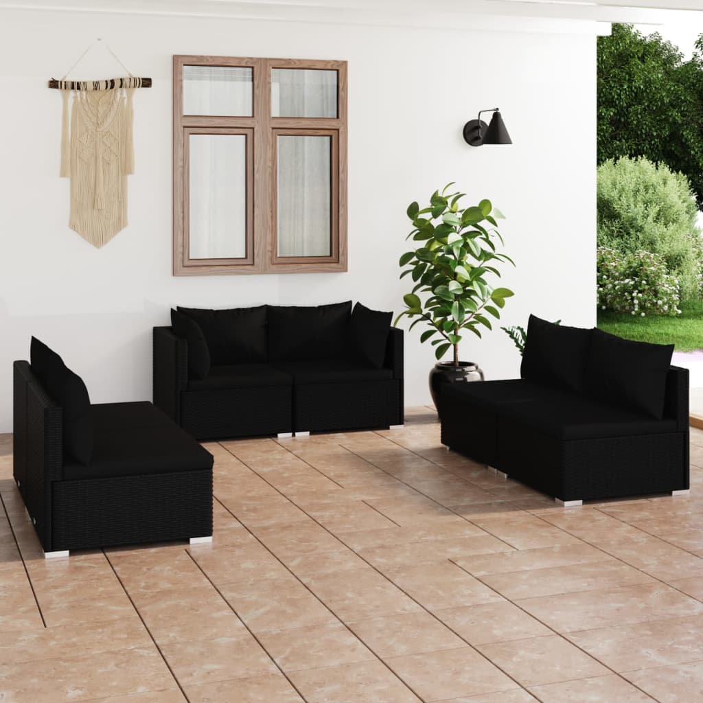8720286989128_m_en_hd_1 vidaXL 6 Piece Garden Lounge Set with Cushions Poly Rattan Black - Image 1
