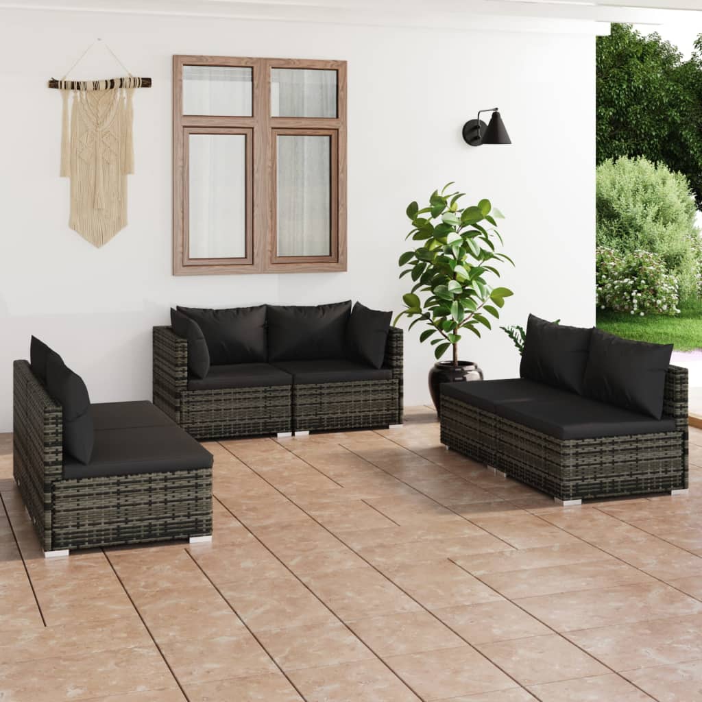 8720286989173_m_en_hd_1 vidaXL 6 Piece Garden Lounge Set with Cushions Poly Rattan Grey - Image 1