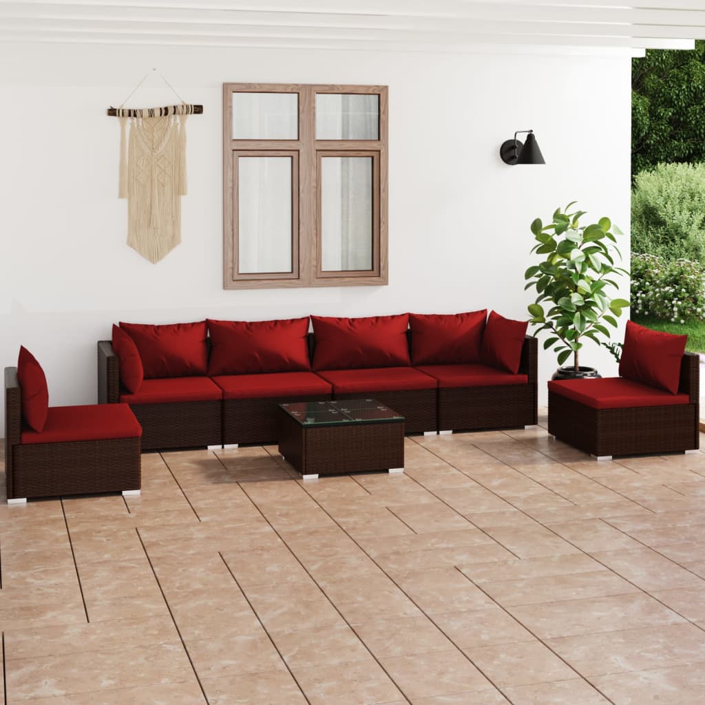 8720286989234_m_en_hd_1 vidaXL 7 Piece Garden Lounge Set with Cushions Poly Rattan Brown - Image 1