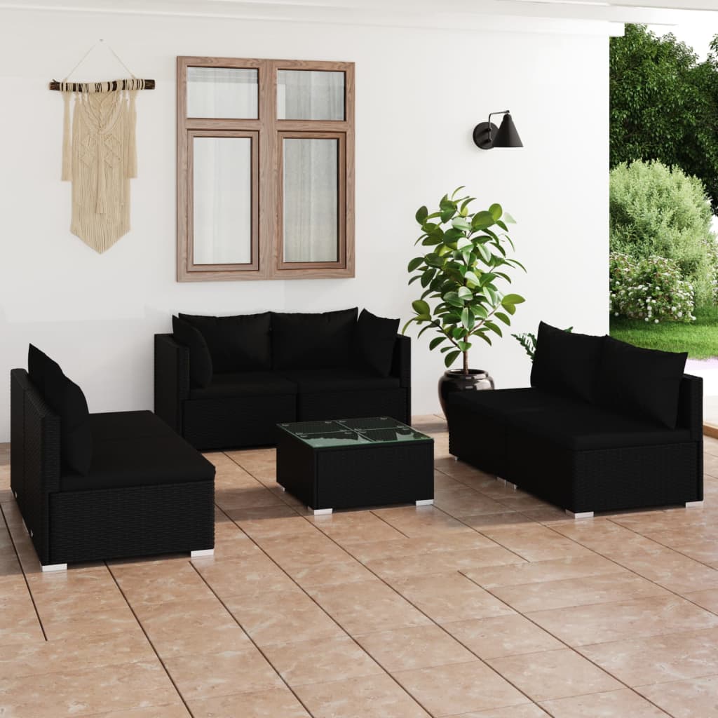 8720286989289_m_en_hd_1 vidaXL 7 Piece Garden Lounge Set with Cushions Poly Rattan Black - Image 1