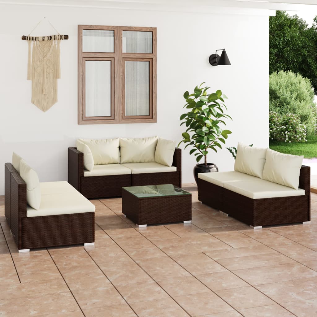 8720286989302_m_en_hd_1 vidaXL 7 Piece Garden Lounge Set with Cushions Poly Rattan Brown - Image 1