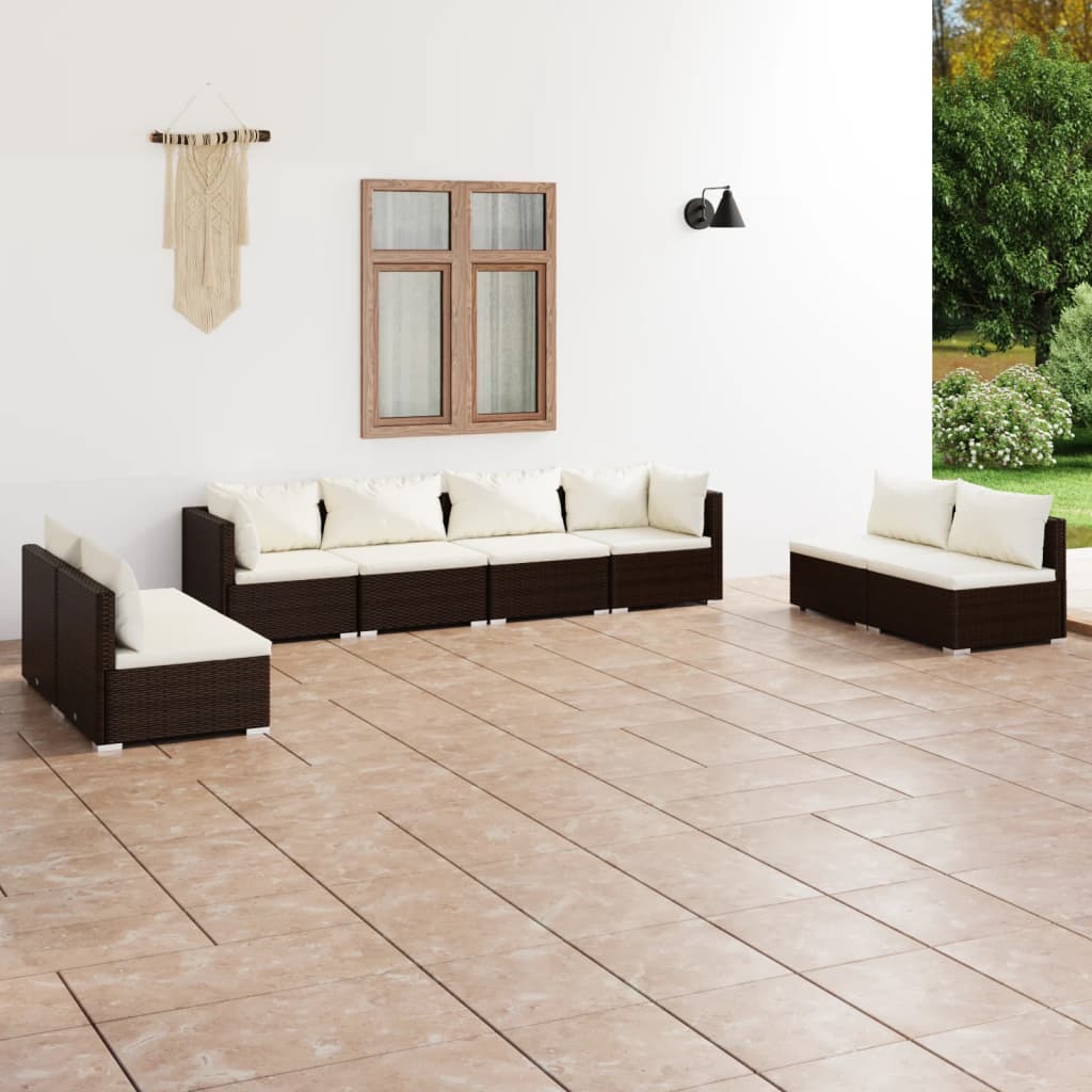 8720286989548_m_en_hd_1 vidaXL 8 Piece Garden Lounge Set with Cushions Poly Rattan Brown - Image 1