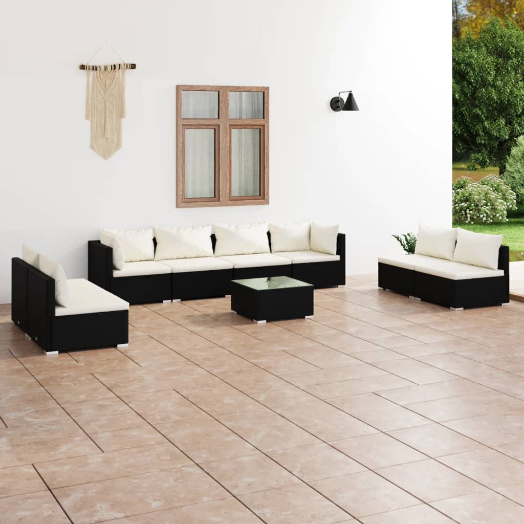 8720286989593_m_en_hd_1 vidaXL 9 Piece Garden Lounge Set with Cushions Poly Rattan Black - Image 1