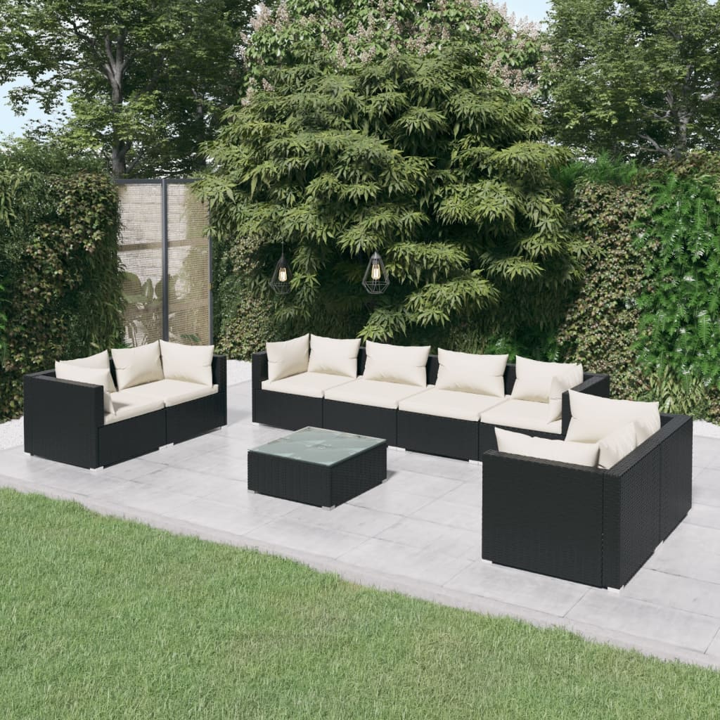 8720286989913_m_en_hd_1 vidaXL 9 Piece Garden Lounge Set with Cushions Poly Rattan Black - Image 1