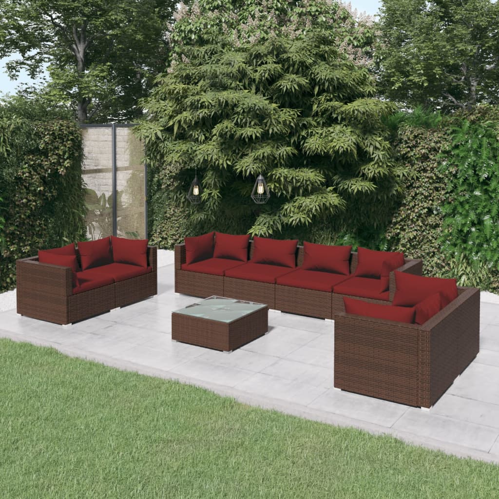 8720286989951_m_en_hd_1 vidaXL 9 Piece Garden Lounge Set with Cushions Poly Rattan Brown - Image 1