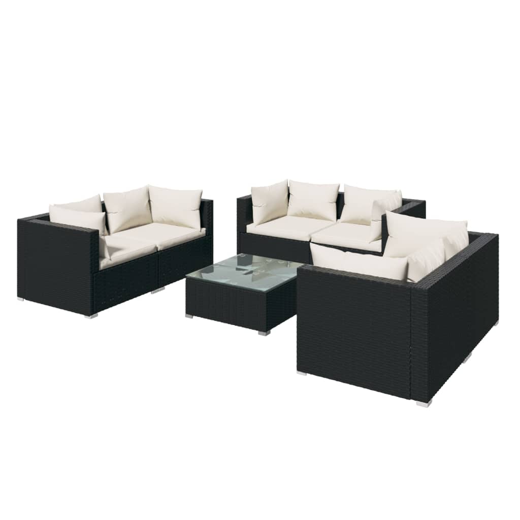 8720286990070_a_en_hd_1 vidaXL 7 Piece Garden Lounge Set with Cushions Poly Rattan Black - Image 2