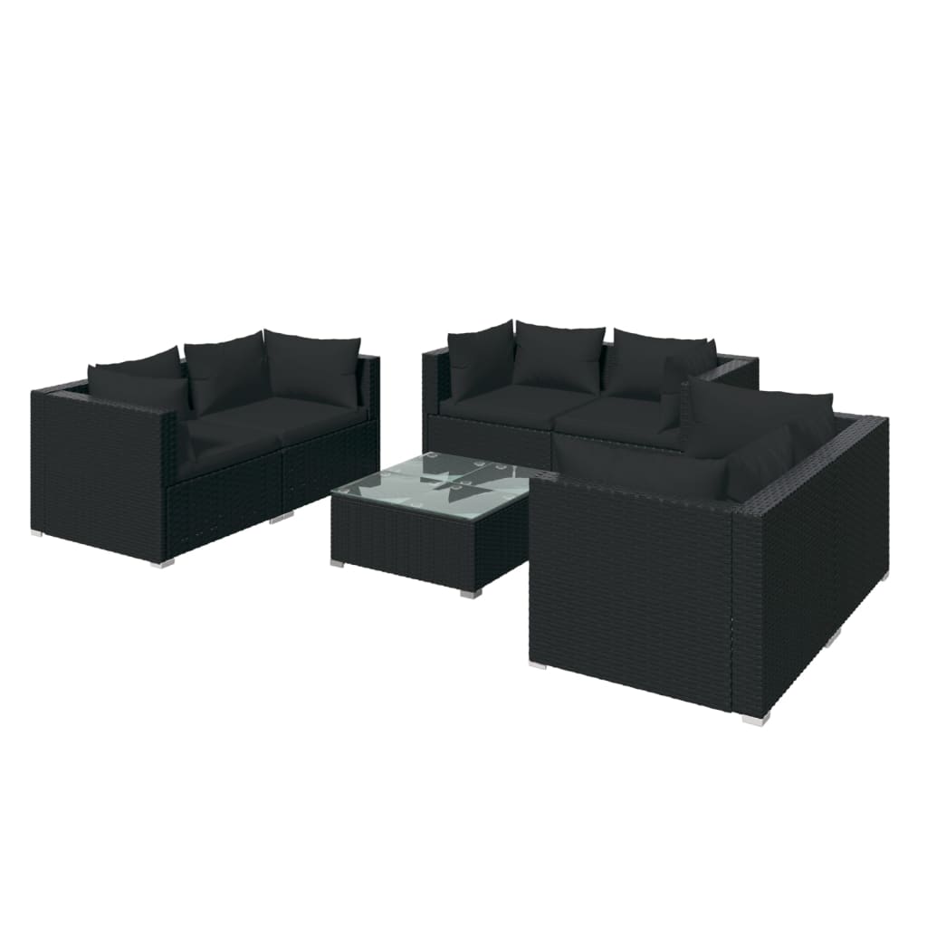 8720286990087_a_en_hd_1 vidaXL 7 Piece Garden Lounge Set with Cushions Poly Rattan Black - Image 2
