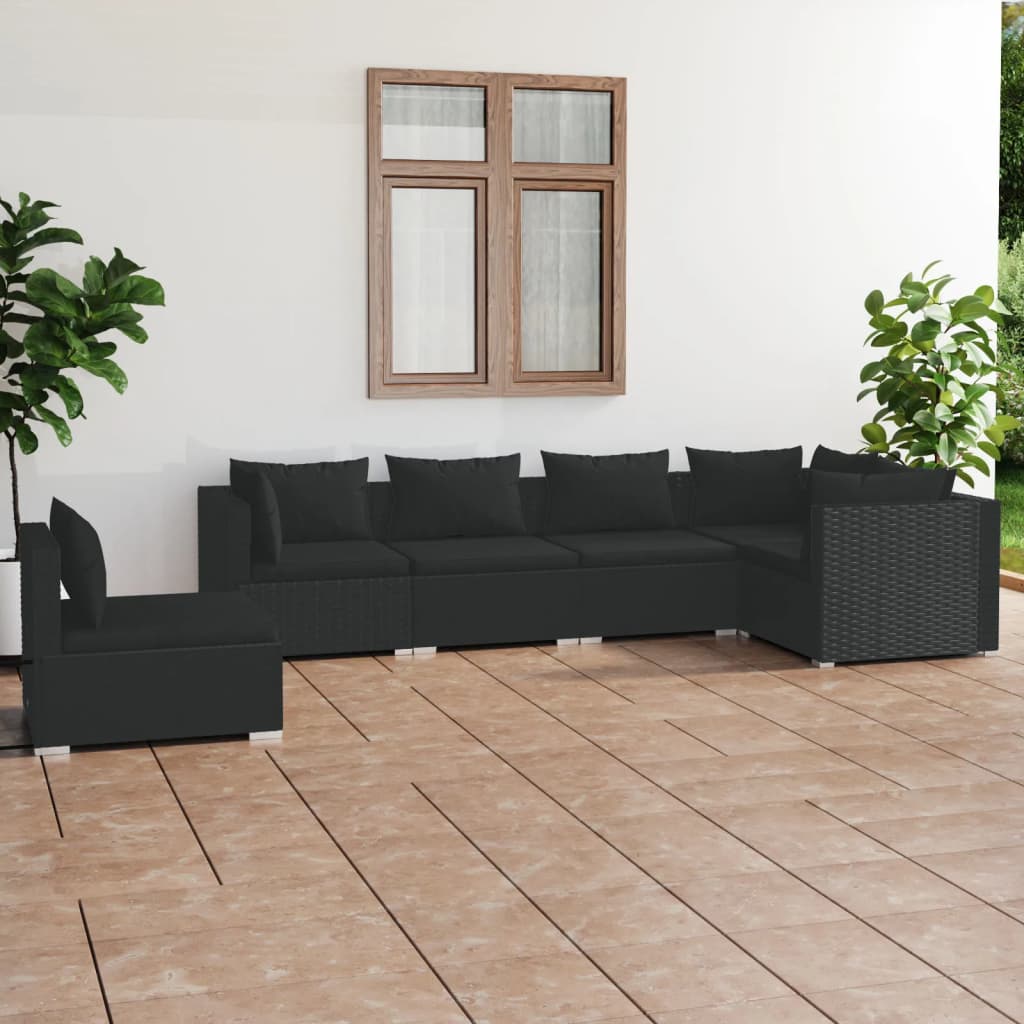 8720286990247_m_en_hd_1 vidaXL 6 Piece Garden Lounge Set with Cushions Poly Rattan Black - Image 1