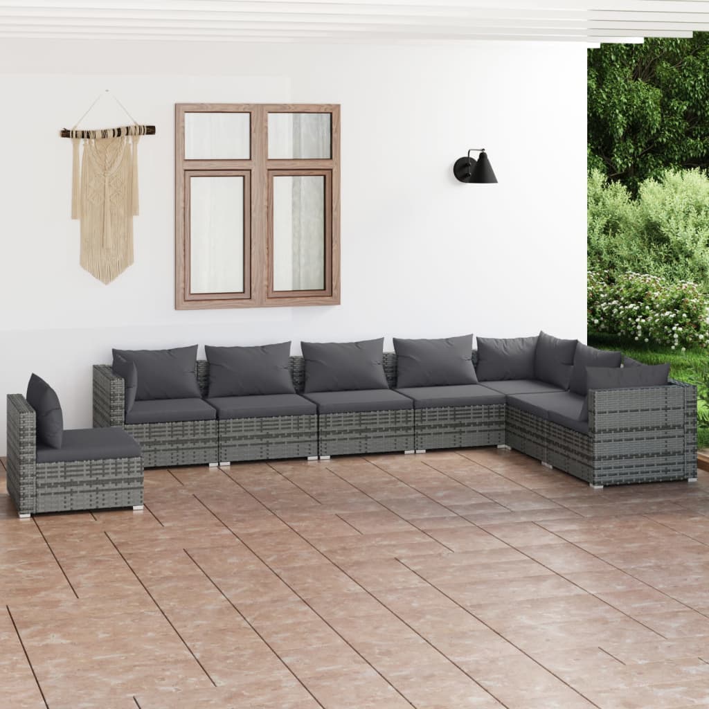 8720286990773_m_en_hd_1 vidaXL 8 Piece Garden Lounge Set with Cushions Poly Rattan Grey - Image 1