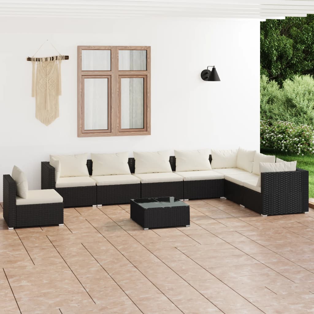 8720286990797_m_en_hd_1 vidaXL 9 Piece Garden Lounge Set with Cushions Poly Rattan Black - Image 1